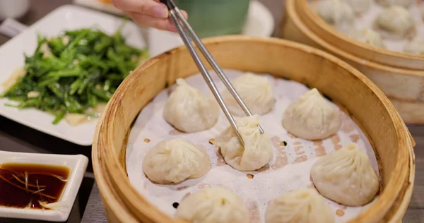 Chinese style steamed soup bun in restaurant