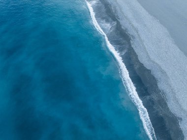Top view of the sea and beach in Hualien of Taiwan