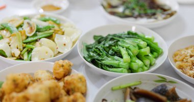 Chinese style family dinner at home together