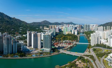 Tuen Mun, Hong Kong - 04 February 2022: Aerial view of Hong Kong city