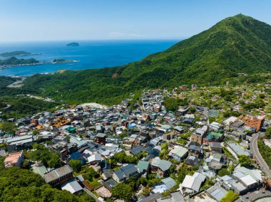 Drone fly over Jiufen of Taiwan