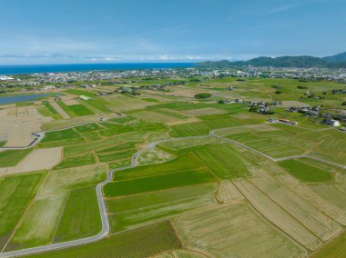 Top view of Dongshan rice meadow in Yilan of Taiwan