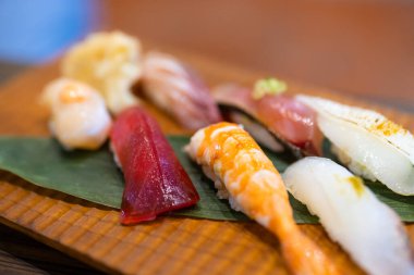 Sushi set in Japanese restaurant