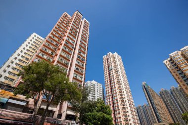 Yuen Long, Hong Kong - 16 October 2021: Hong Kong residential district apartment building
