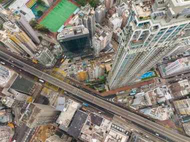 Mong Kok, Hong Kong - 18 January 2022: Top view of Hong Kong city