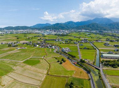 Top view of Dongshan rice meadow in Yilan of Taiwan