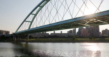 Taipei, Taiwan - 23 July 2022: Macarthur Bridge in Taipei city skyline