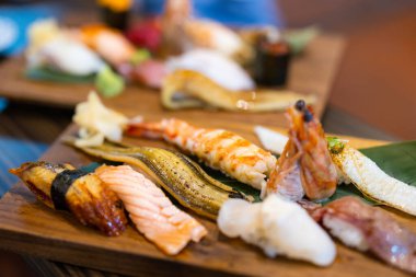 Sushi set in Japanese restaurant