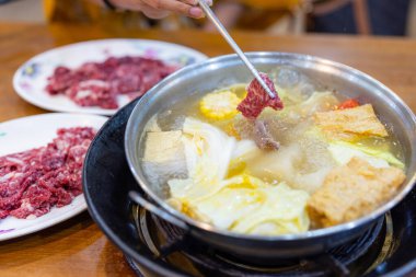 Chinese Hot Pot with vegetable and beef