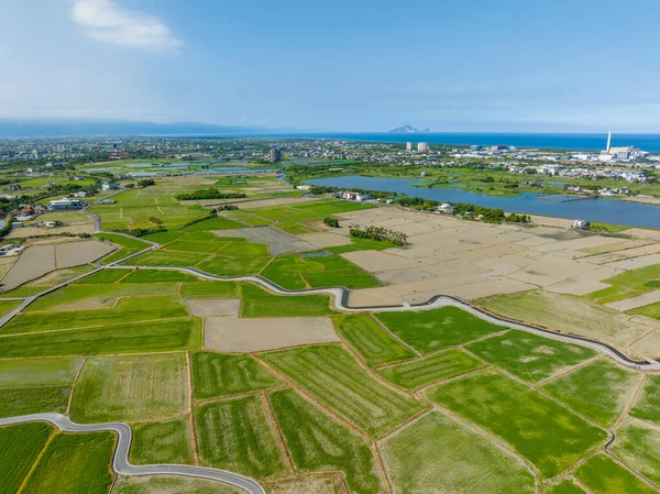 Top View Dongshan Rice Meadow Yilan Taiwan — Stock fotografie