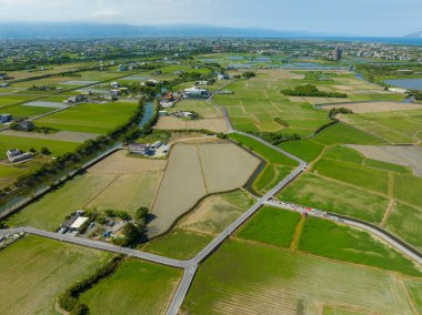 Top view of Dongshan rice meadow in Yilan of Taiwan