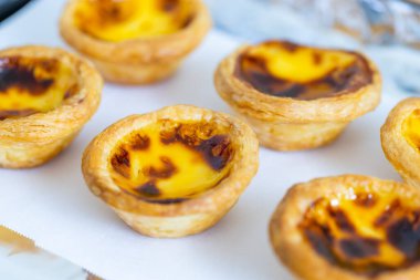 Homemade baked portuguese egg tart