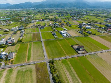 Top view of Dongshan rice meadow in Yilan of Taiwan