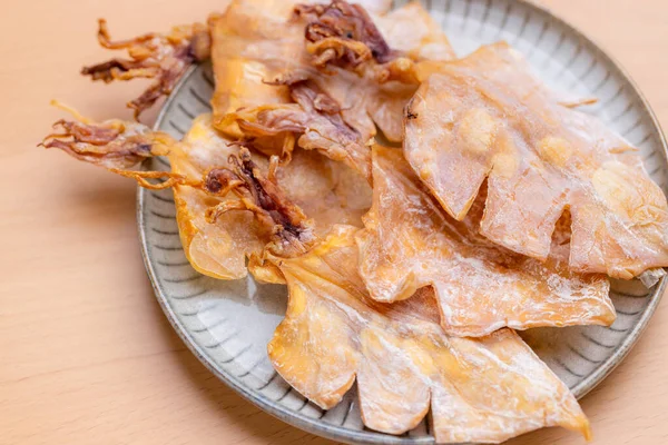 Dried Squid Snack Plate — Zdjęcie stockowe