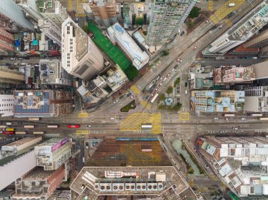 Mong Kok, Hong Kong - 18 January 2022: Top view of Hong Kong city