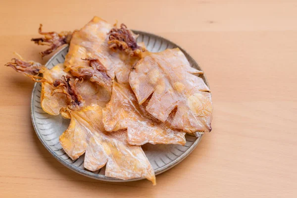 Dried Squid Snack Plate — ストック写真