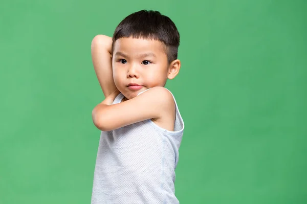 Asijské Malý Chlapec Pocit Nepříjemný — Stock fotografie