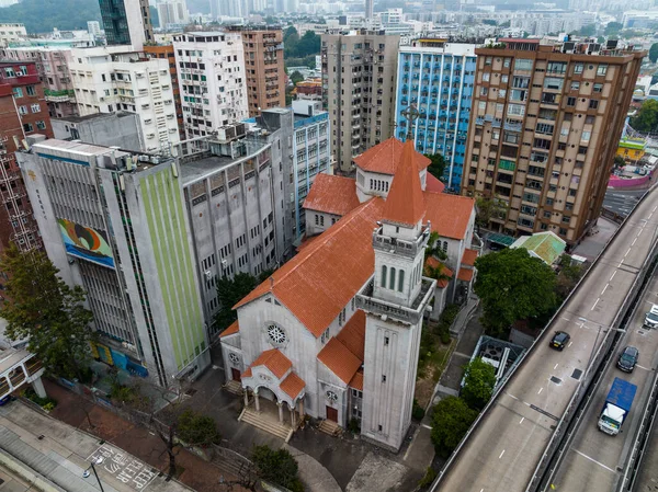 Монг Кок Гонконг Января 2022 Года Верхний Вид Церкви Святой — стоковое фото
