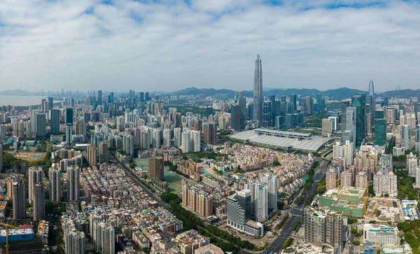 Shenzhen China January 2022 Drone Fly Shenzhen City Futian District — Φωτογραφία Αρχείου