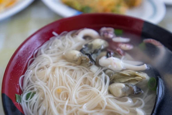 Ústřicová Rýžová Nudlová Polévka Známá Tchaj Wanu — Stock fotografie
