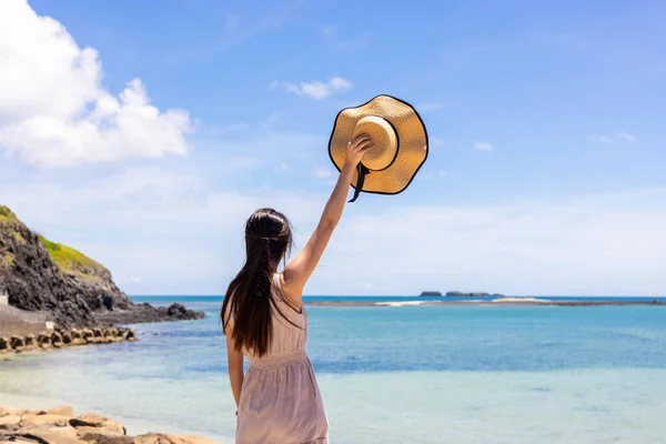 Travel Woman Beach Penghu Taiwan — Stock Photo, Image