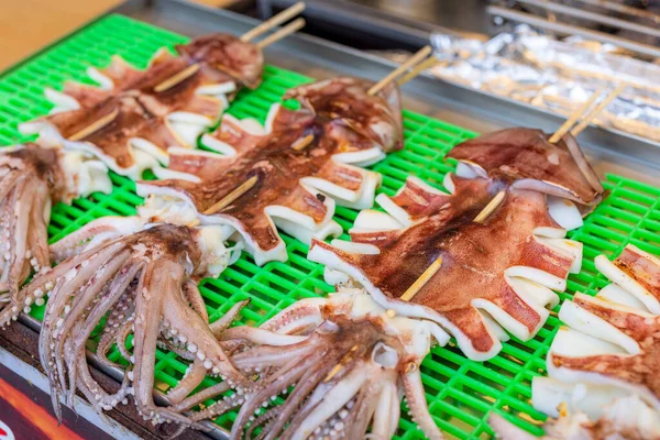 Grill Tintenfisch Auf Dem Straßenmarkt Von Taiwan — Stockfoto