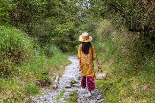 Travel Woman Walk Forest Taipingshan Taiwan — Φωτογραφία Αρχείου