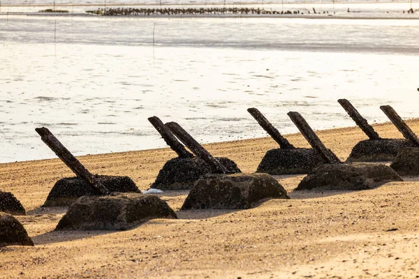 Antilanding Spikes Praia Kinmen Taiwan — Fotografia de Stock