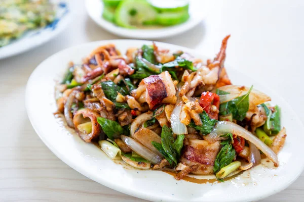 Fried Squid Dish Seafood Taiwan — Foto Stock