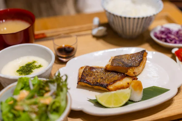 Makreel Vis Filet Gemarineerd Miso Gegrild Japanse Keuken — Stockfoto