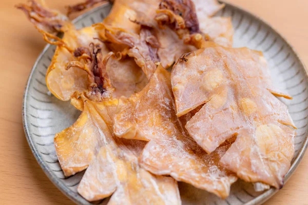 Dried Squid Snack Plate — Stock Photo, Image