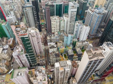 Mong Kok, Hong Kong - 18 January 2022: Top view of Hong Kong city