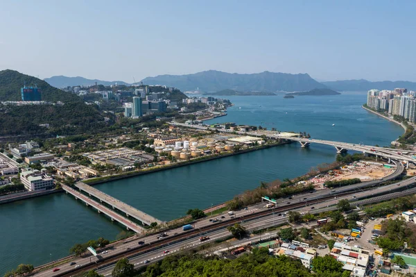 Sha Tin Hong Kong April 2021 Повітряний Вид Житловий Район — стокове фото