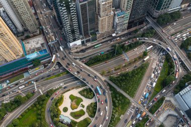 Causeway Körfezi, Hong Kong - 03 Kasım 2022: Causeway Körfezi 'ndeki Hong Kong şehrinin üst manzarası