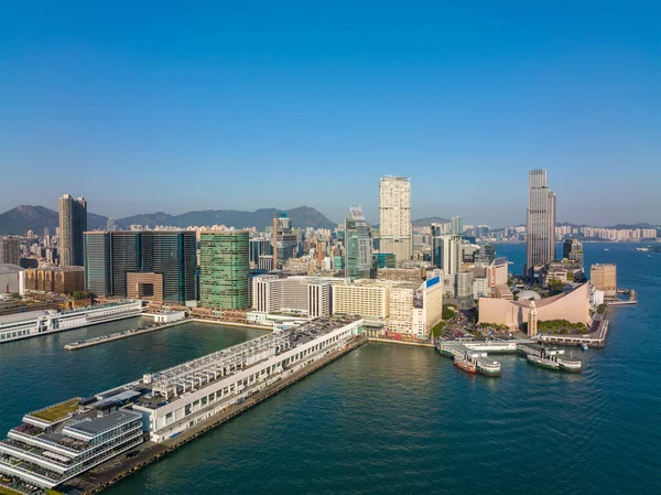 Hongkong Dezember 2021 Drohnenflug Über Der Stadt Hongkong Auf Der — Stockfoto