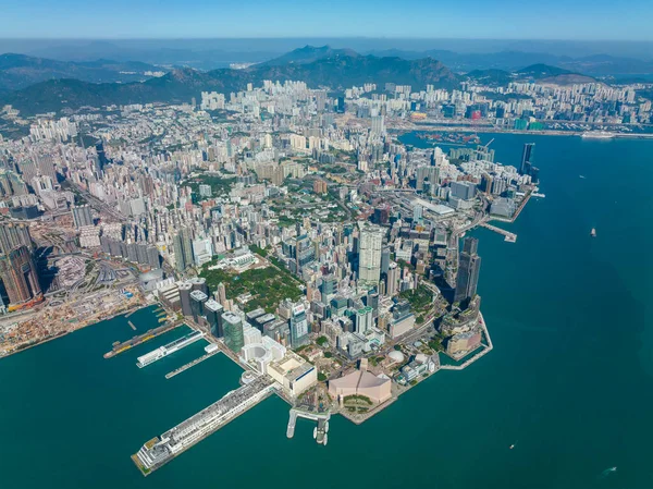 Hong Kong Diciembre 2021 Vuelo Con Drones Sobre Ciudad Hong —  Fotos de Stock