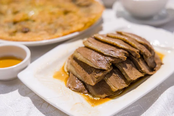 Cozinha Asiática Molho Soja Estilo Chinês Prato Ganso Fritar Bolo — Fotografia de Stock