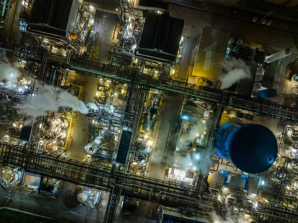 Vue Haut Vers Bas Usine Industrielle Hong Kong Nuit — Photo