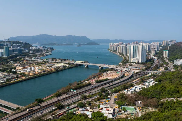Тин Гонконг Апреля 2021 Года Вид Сверху Жилой Район Гонконга — стоковое фото