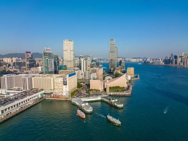 Hongkong Dezember 2021 Drohnenflug Über Der Stadt Hongkong Auf Der — Stockfoto