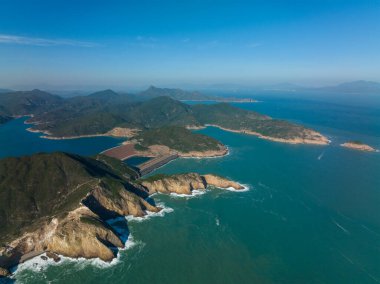 Hong Kong Sai Kung Po Pin Chau 'nun hava görüntüsü