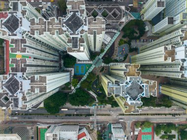 Cheung Sha Wan, Hong Kong - 28 Aralık 2021: Hong Kong yerleşim bölgesi manzarası