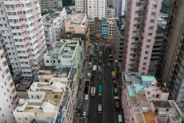 Wong Tai Sin, Hong Kong - 15 Temmuz 2021: Hong Kong şehrinin en iyi manzarası
