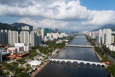 Sha Tin, Hong Kong - 07 Kasım 2021: Hong Kong yerleşim bölgesi