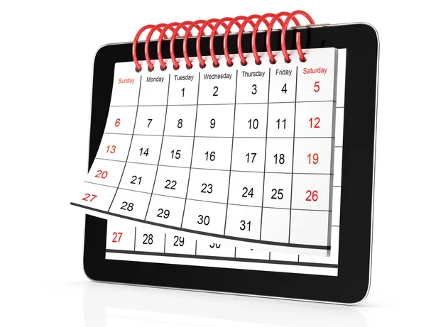 Tablet computador com calendário — Fotografia de Stock