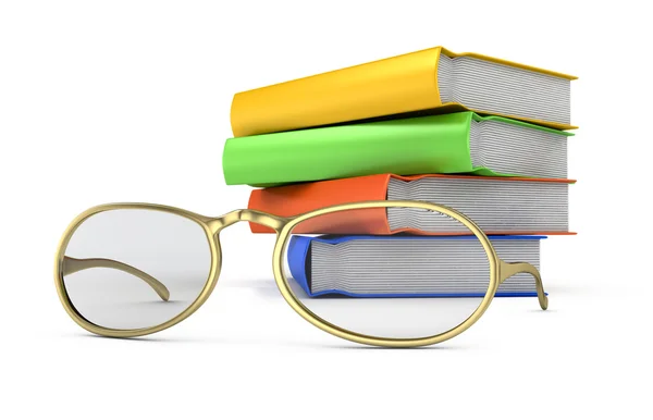 Stack of books and glasses — Stock Photo, Image