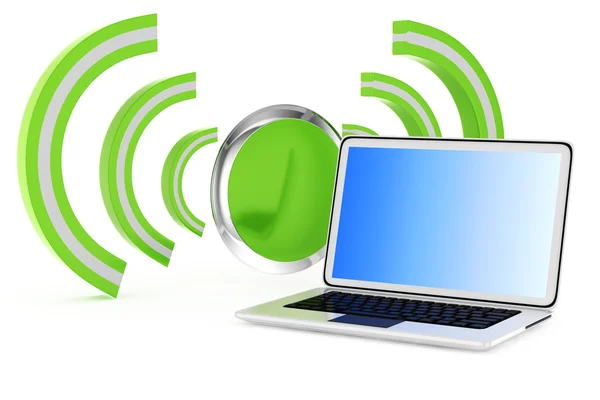 Laptop e segnale wireless — Foto Stock