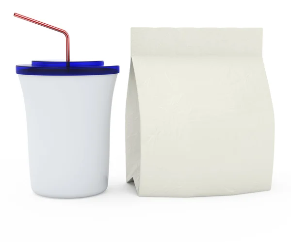 Plastmugg och väska — Stockfoto