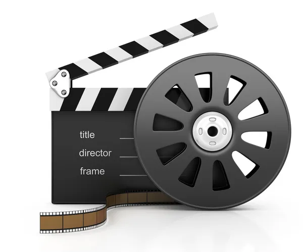 Clapper board and filmstrip — Stock Photo, Image