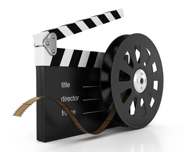 Clapperboard and film reel — Stock Photo, Image